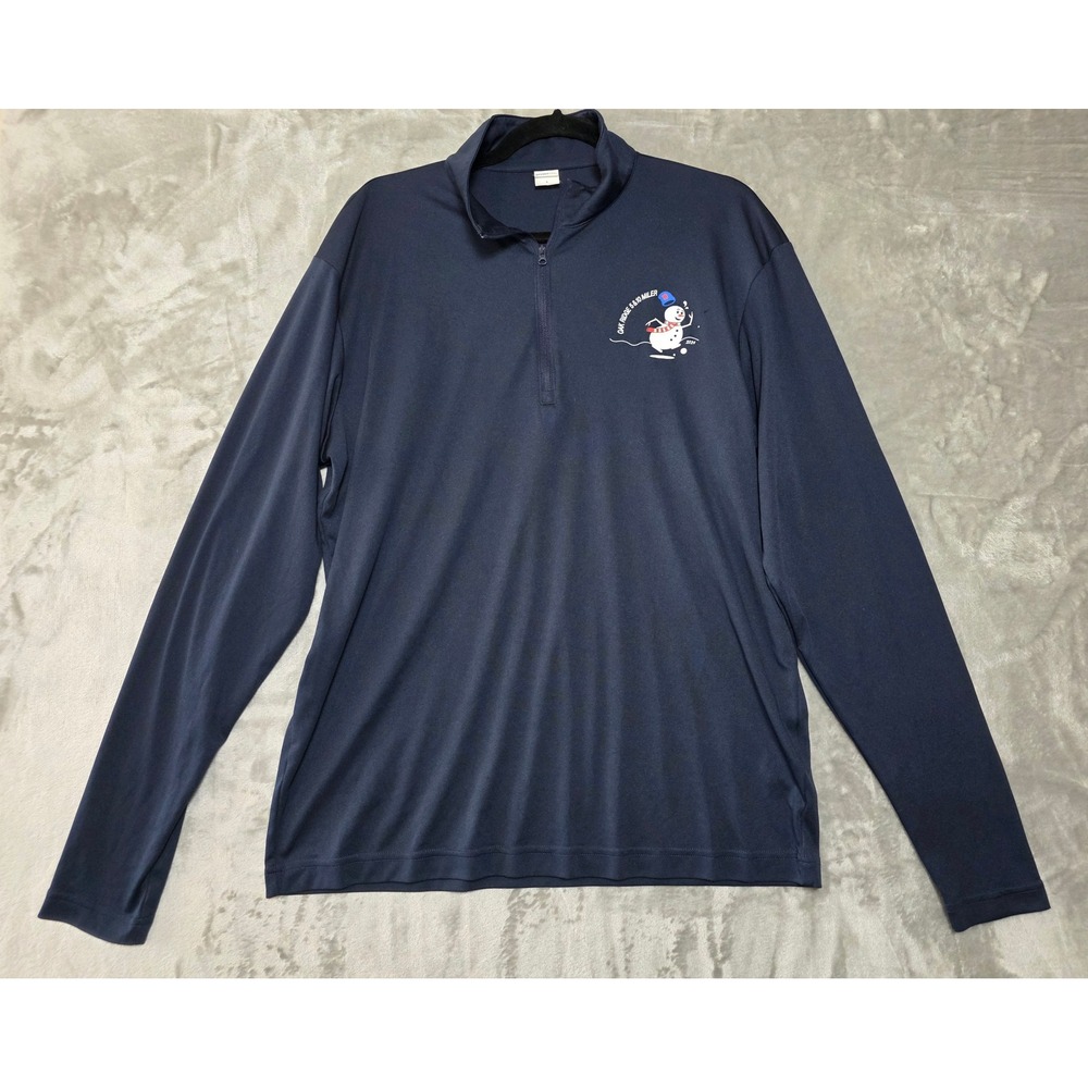 Sport-Tek Mens Navy Blue 1/4 Zip Pullover Oak Ridge 5 & 10 Miler Snowman Large - Picture 1 of 8